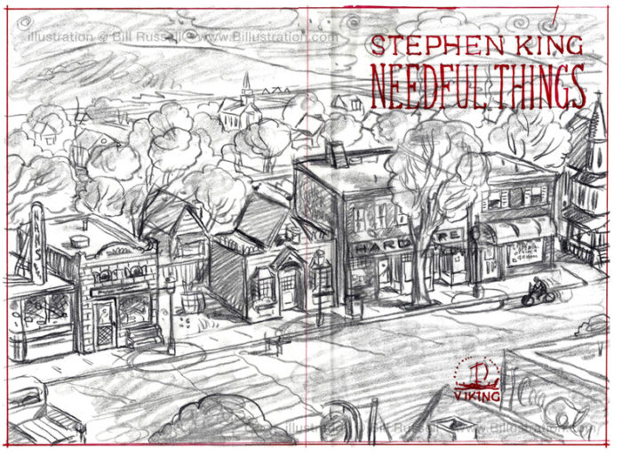 Sketch for Needful Things Frontispiece Illustration © Bill Russell