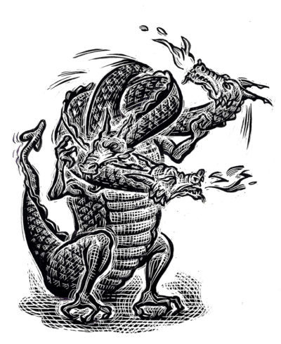 Three-headed Dragon Illustration © Bill Russell