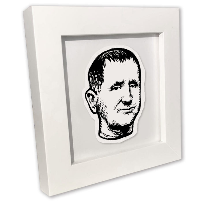 Bertolt Brecht Portrait Illustration in frame © Bill Russell