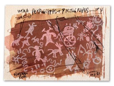 Purchase this original drawing called Utah Petroglyphs Postcard by artist Bill Russell